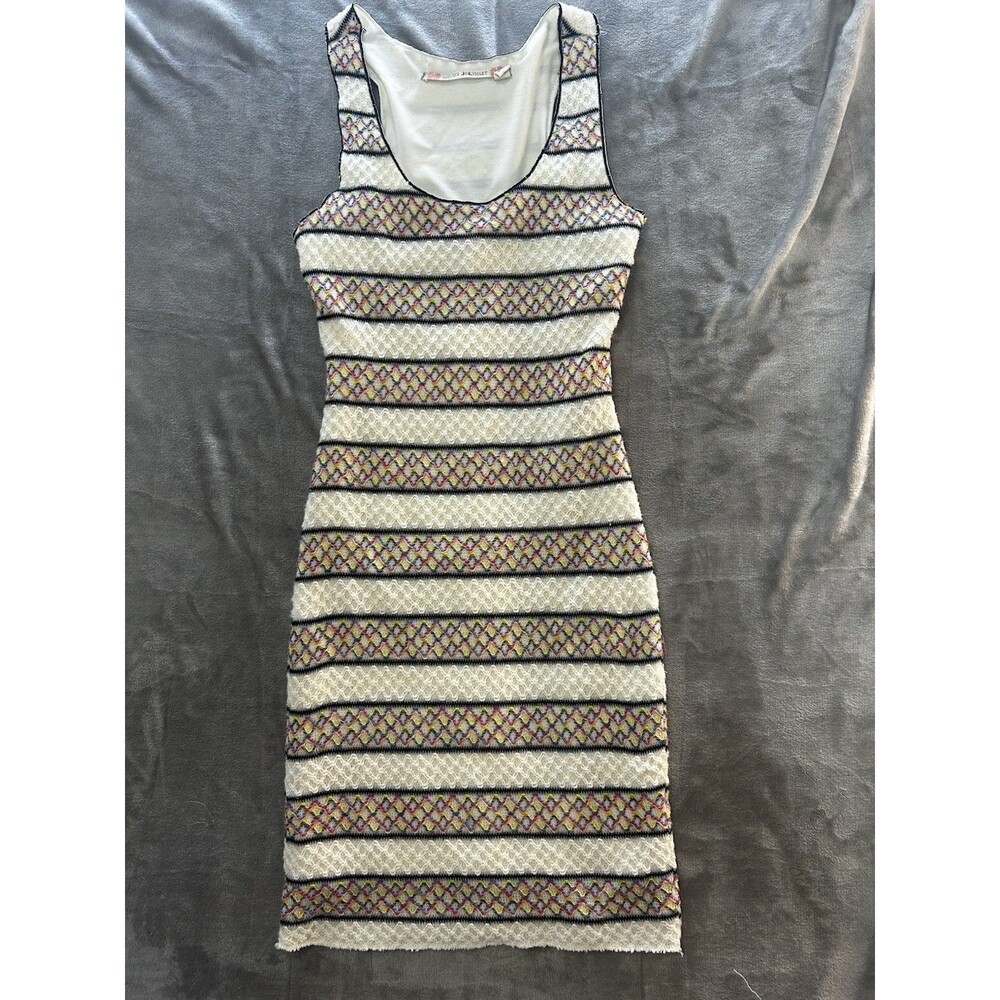 Chelsea & Violet Dress Womens Medium Sleeveless Bodycon Knit Striped Textured